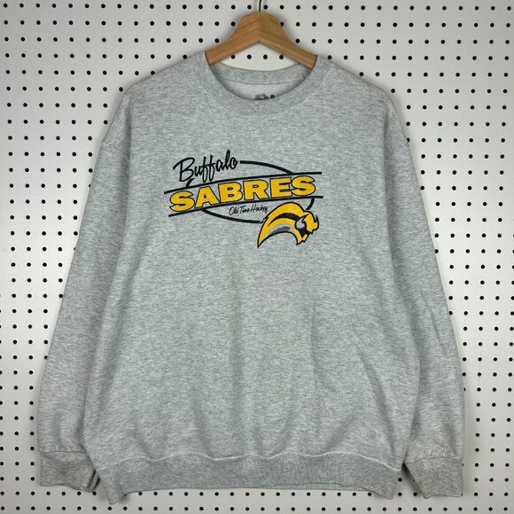 Buffalo Sabres Old Time Hockey Crewneck Sweatshirt Large‎ Gray NHL Ice Graphic - Picture 1 of 7